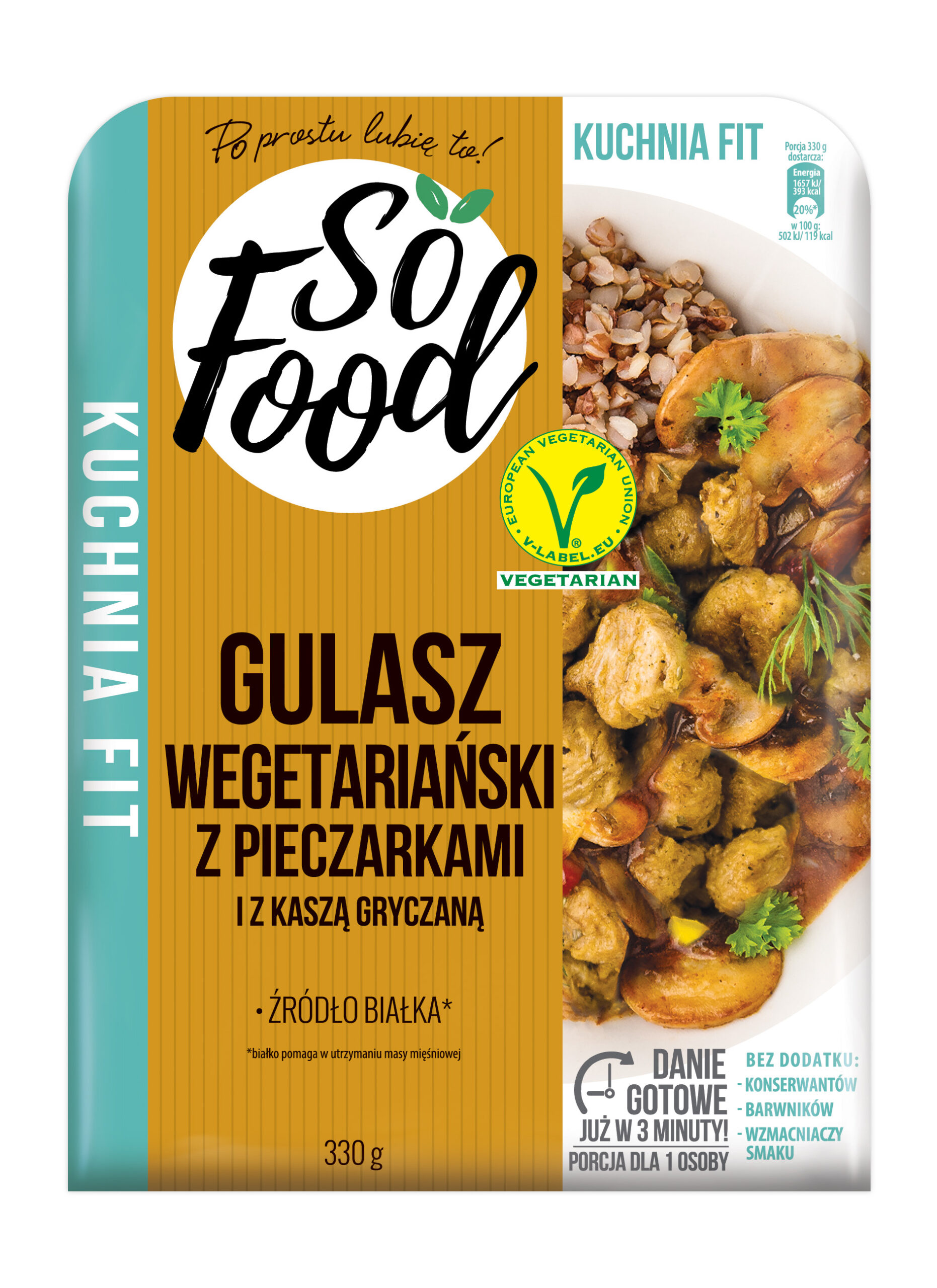 So food gulasz wegetariański z pieczarkami i kaszą gryczaną So Food